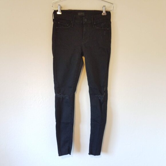 Mother Jeans Looker Ankle Fray Women's 25 Guilty As Sin Black Denim 1431-180 - Picture 1 of 13